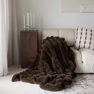 Benni Vegan Fur Throw- Chocolate