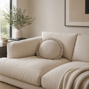 Bonny Round Cushion Taupe/Ivory