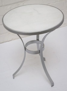 Products: Small Round Iron Side Table with Marble Top - Homelandz