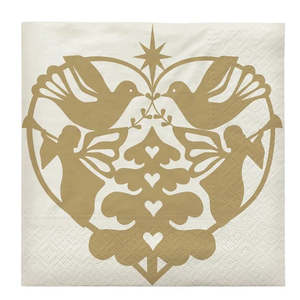 BROSTE Christmas Nostalgia Paper Napkin - Gold/Off White