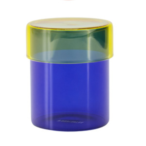 Glass jar set 'Cosima' Blue with Yellow lid