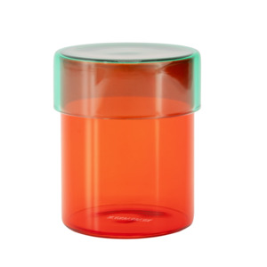 Gifting: Glass jar set 'Cosima' Orange with Green Lid
