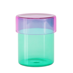Glass jar set 'Cosima' Teal with Purple Lid