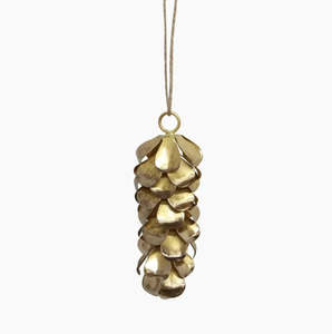 Hanging Pinecone Long Gold