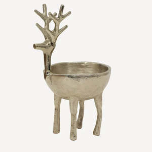 Reindeer Sweets Bowl Silver Large