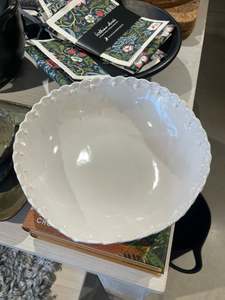 Magnolia Lane White Beaded Salad Bowl