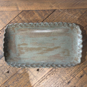 Magnolia Lane Green Ruffle Tray