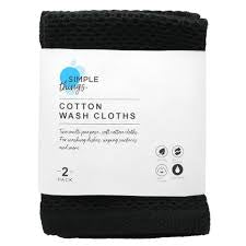 Cleaning: Simple Things Cotton Wash Cloths 2pack -black