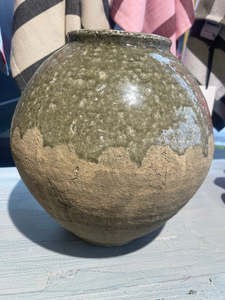 Glazed Moon Vase - Green 28cm