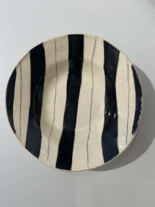 Magnolica 1: Black Stripe Rustic Salad Footed Bowl