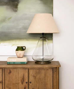 Tear Drop Glass Table lamp with Black Shade