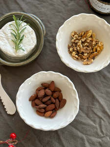 Gifts For Her 1: Magnolia Lane Ceramic Condiment Bowl Ruffled edge - white