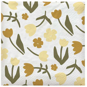 Broste Copenhagen: BROSTE Paper Napkin - Rosita - White/Yellow