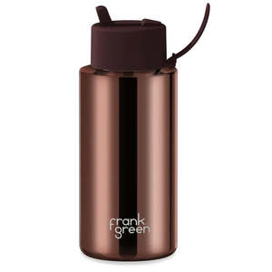Gifts For Him 1: Frank Green Ceramic Reusable Bottle 34oz Flip Straw Lid - Chrome Edition