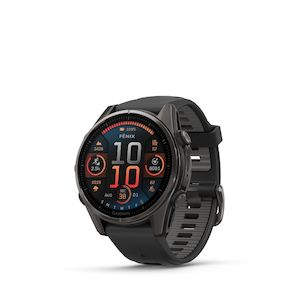 Availability_In Stock With Supplier: Garmin Fenix 8 51mm AMOLED Sapphire (Carbon Grey DLC Titanium with Black/Pebble Grey Silicone Band)
