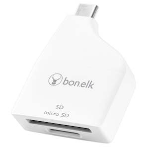 Bonelk USB-C to MicroSD/SD Adapter - White