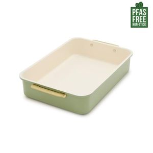 Cookware Sets: GreenPan Rectangular Cake/Roast Pan with Handles 30.2cm x 25.2cm (Sage Green)