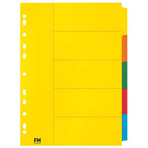 Office Supplies: FM A4 5 Tab Coloured Cardboard File Organiser