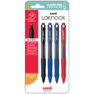 Laknock 1.0mm Fine Pens (4 Pack) - Black, Blue or Mixed