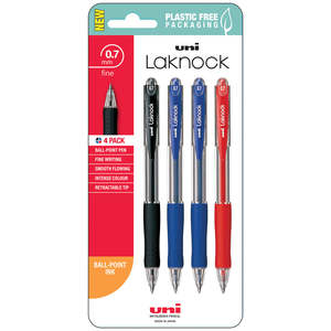 Laknock 0.7mm Fine Pens (4 Pack) - Black, Blue or Mixed