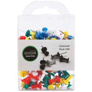Dixon Push Pins Pack Assorted Colour (50 or 100 packs)
