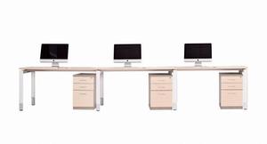 Height Adjustable Desks: Oblique 3-Person Straight Desk (Adjustable Height)