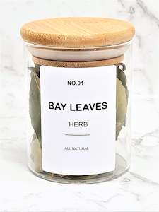 Glass And Bamboo: 200ml Spice/ Herb Glass and Bamboo Jar