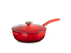 Cast Iron Saucier Pan Holly- Cerise