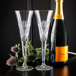 Scottish Thistle Champagne Flutes Set of 2