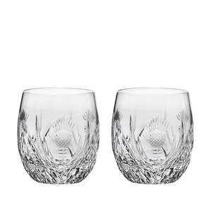 Crystal: Scottish Thistle Large Barrel Tumbler G&T Set of 2