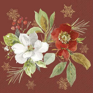 Poinsettia Bouquet Red Napkins