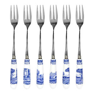 Blue Italian Pastry Forks Set of 6