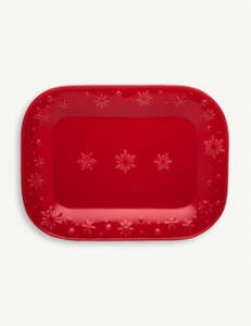 Bordallo Pinheiro: Snowflake Platter/Red 34.5cm