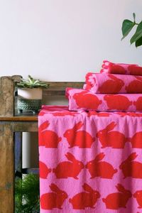 Home Away From Home: Kissing Rabbits Organic Cotton Hand Towel