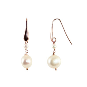 Valentines Day: Pearl Earring Double Drop / White