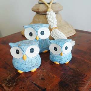 Homewares: Hand-Carved Wooden Owl Trio