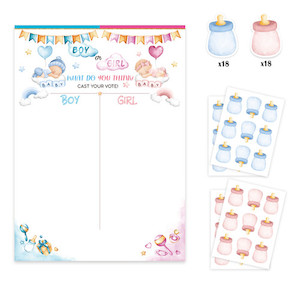Products: Gender Reveal Prediction Baby Shower Party Voting Game Activities - Baby Bottle Home Sweet Party