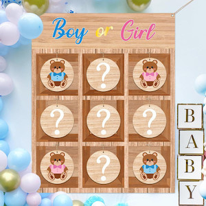 Gender Reveal Tic Tac Toe Boy Gir Baby Shower Party Game Home Sweet Party