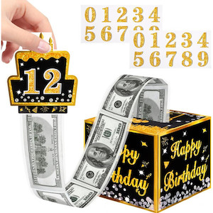 Age Number Customization Drawout Surprise Birthday Money Gift Box - Black Gold H&hellip;