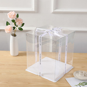 Products: LARGE Transparent Plastic Birthday Celebrate Heighten Clear Foldable Cake Box Home Sweet Party