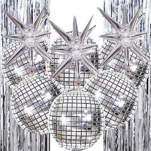 4D Silver Mamma Mia Disco Theme Foil Balloon Set for Birthday Hens Party Decor H&hellip;