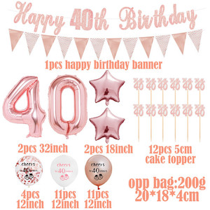 Happy 40th Birthday Party Rose Gold Balloon Set Home Sweet Party