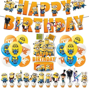 Products: Despicable Me Minions Balloon Birthday Party Cake Decoration Banner Home Sweet Party