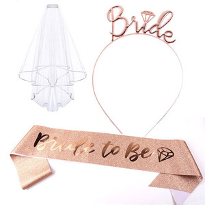 Bride to Be Glitter Sash Headband Veil Hens Party Bridal Shower Home Sweet Party