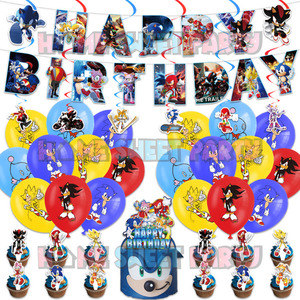 NEW Sonic the Hedgehog 3 Birthday Balloon Banner Cake Topper Party Set Home Sweet Party