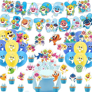 Products: Baby Shark Birthday Party Banner Balloon Decoration Home Sweet Party