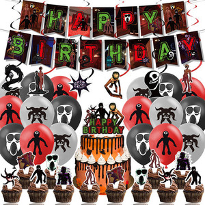 Products: Roblox Doors Figure Birthday Party Decoration Bundle Banner Balloons Cake Topper Home Sweet Party