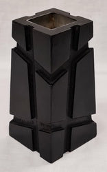 Giftware: Candle Holder - Wooden Rustic w/Steel Top (8 x 8 x 15cm)