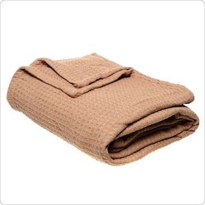 Blankets: Throw - Cotton Waffle Latte (235 x 270cm)