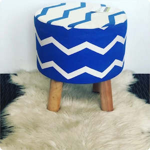 Poufs Foot Stools: Foot Stool - Blue / White